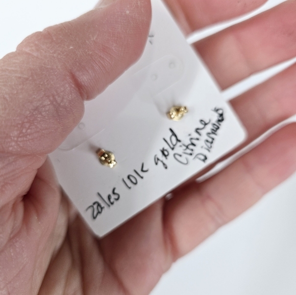 Briolette Citrine and Garnet Drop Earrings in 10K Gold with Diamond Accents - Picture 4 of 5